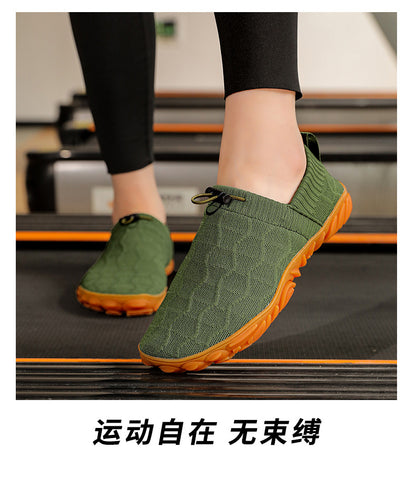 Outdoor Versatile Barefoot Breathable Sweat-Absorbent Fly-Knit Sports Shoes for Men and Women, Running Exercise, Daily Walking Fitness Wide-Toe Shoes
