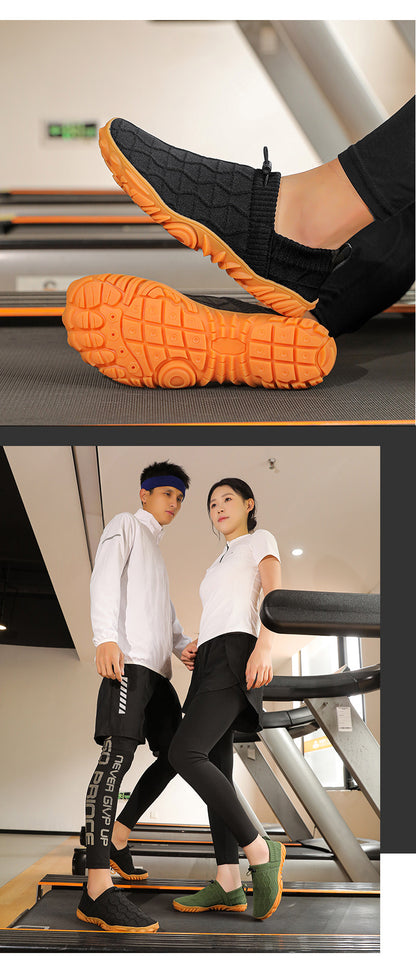 Outdoor Versatile Barefoot Breathable Sweat-Absorbent Fly-Knit Sports Shoes for Men and Women, Running Exercise, Daily Walking Fitness Wide-Toe Shoes