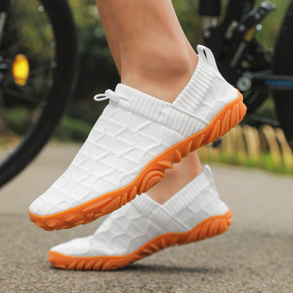Outdoor Versatile Barefoot Breathable Sweat-Absorbent Fly-Knit Sports Shoes for Men and Women, Running Exercise, Daily Walking Fitness Wide-Toe Shoes