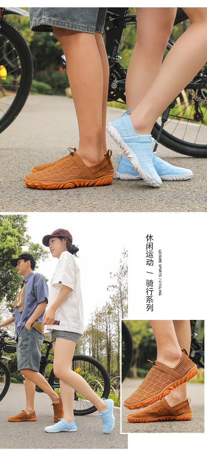 Outdoor Versatile Barefoot Breathable Sweat-Absorbent Fly-Knit Sports Shoes for Men and Women, Running Exercise, Daily Walking Fitness Wide-Toe Shoes