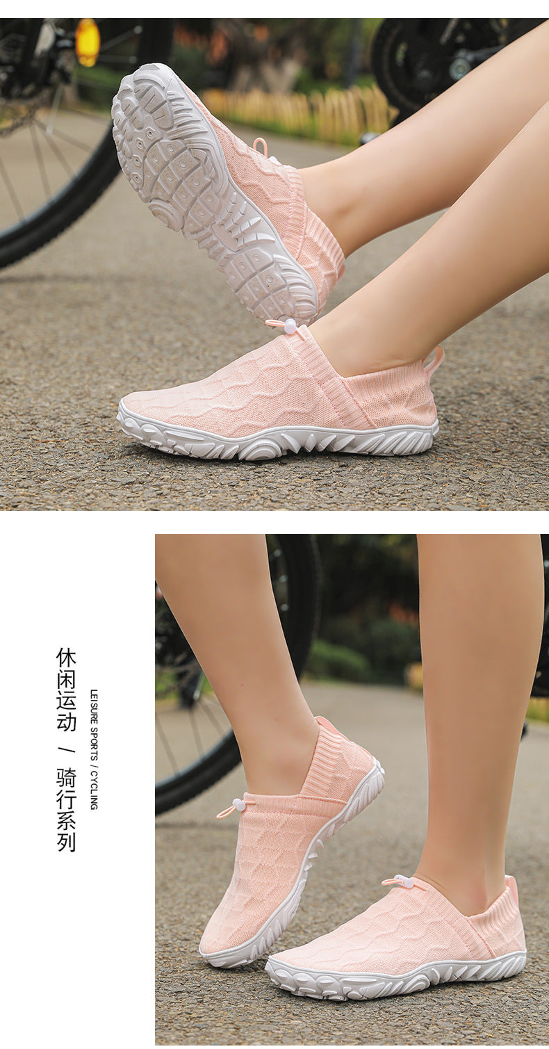 Outdoor Versatile Barefoot Breathable Sweat-Absorbent Fly-Knit Sports Shoes for Men and Women, Running Exercise, Daily Walking Fitness Wide-Toe Shoes