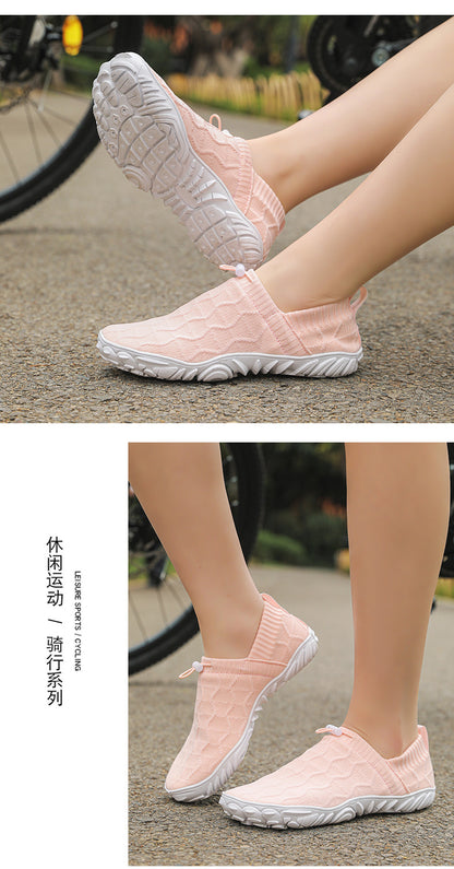 Outdoor Versatile Barefoot Breathable Sweat-Absorbent Fly-Knit Sports Shoes for Men and Women, Running Exercise, Daily Walking Fitness Wide-Toe Shoes