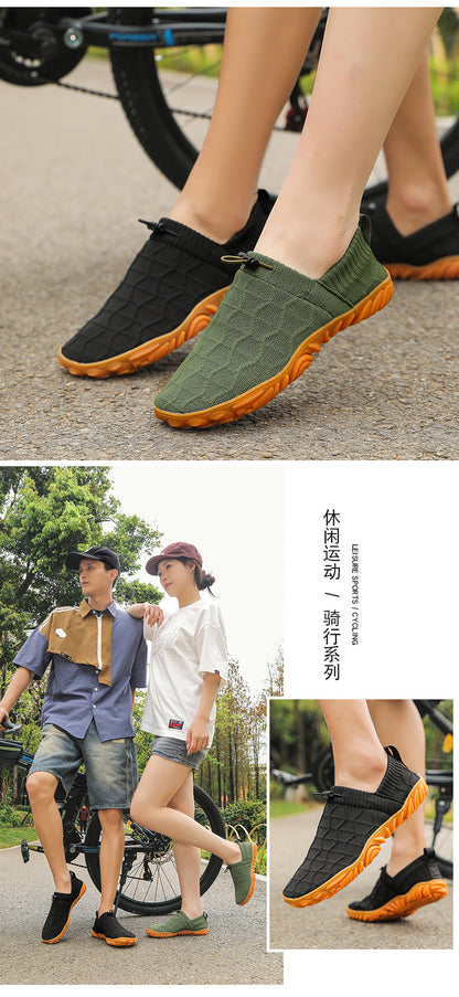 Outdoor Versatile Barefoot Breathable Sweat-Absorbent Fly-Knit Sports Shoes for Men and Women, Running Exercise, Daily Walking Fitness Wide-Toe Shoes