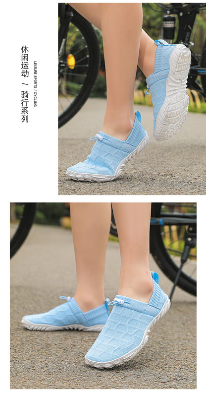 Outdoor Versatile Barefoot Breathable Sweat-Absorbent Fly-Knit Sports Shoes for Men and Women, Running Exercise, Daily Walking Fitness Wide-Toe Shoes