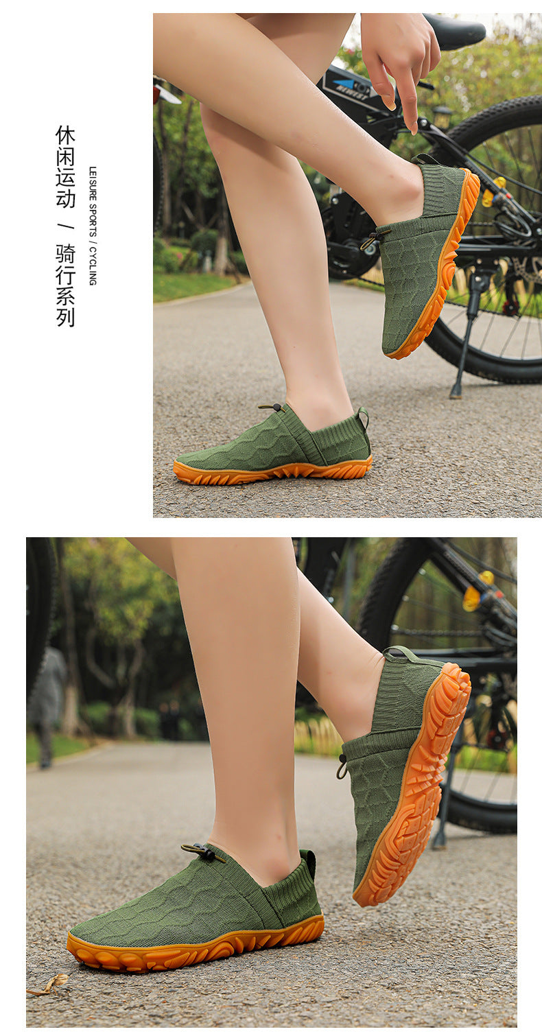 Outdoor Versatile Barefoot Breathable Sweat-Absorbent Fly-Knit Sports Shoes for Men and Women, Running Exercise, Daily Walking Fitness Wide-Toe Shoes