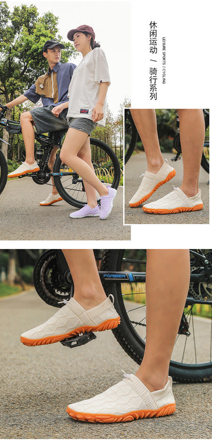 Outdoor Versatile Barefoot Breathable Sweat-Absorbent Fly-Knit Sports Shoes for Men and Women, Running Exercise, Daily Walking Fitness Wide-Toe Shoes