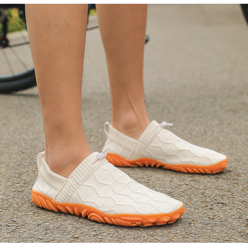 Outdoor Versatile Barefoot Breathable Sweat-Absorbent Fly-Knit Sports Shoes for Men and Women, Running Exercise, Daily Walking Fitness Wide-Toe Shoes