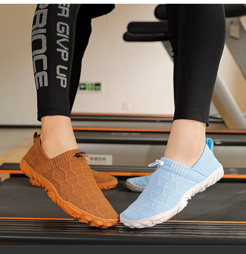 Outdoor Versatile Barefoot Breathable Sweat-Absorbent Fly-Knit Sports Shoes for Men and Women, Running Exercise, Daily Walking Fitness Wide-Toe Shoes