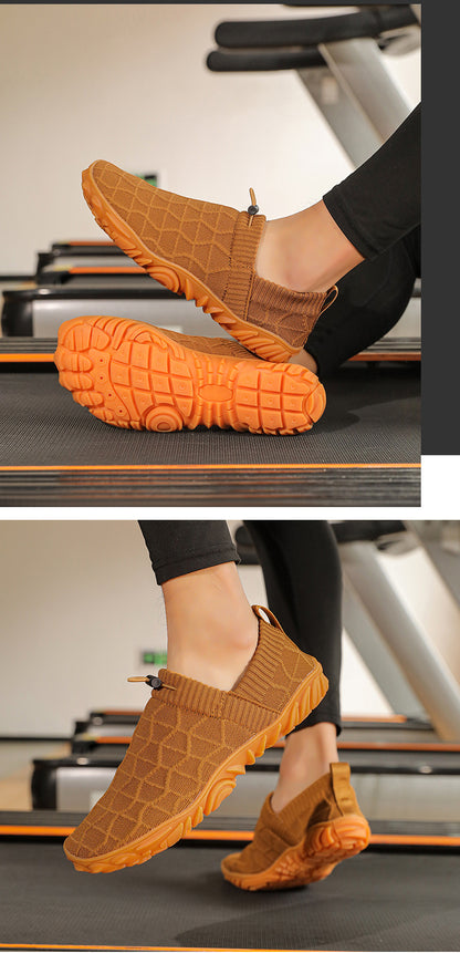 Outdoor Versatile Barefoot Breathable Sweat-Absorbent Fly-Knit Sports Shoes for Men and Women, Running Exercise, Daily Walking Fitness Wide-Toe Shoes