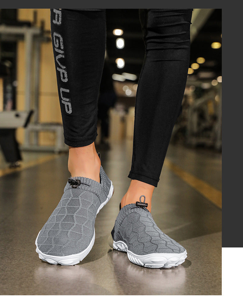 Outdoor Versatile Barefoot Breathable Sweat-Absorbent Fly-Knit Sports Shoes for Men and Women, Running Exercise, Daily Walking Fitness Wide-Toe Shoes