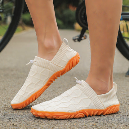 Outdoor Versatile Barefoot Breathable Sweat-Absorbent Fly-Knit Sports Shoes for Men and Women, Running Exercise, Daily Walking Fitness Wide-Toe Shoes