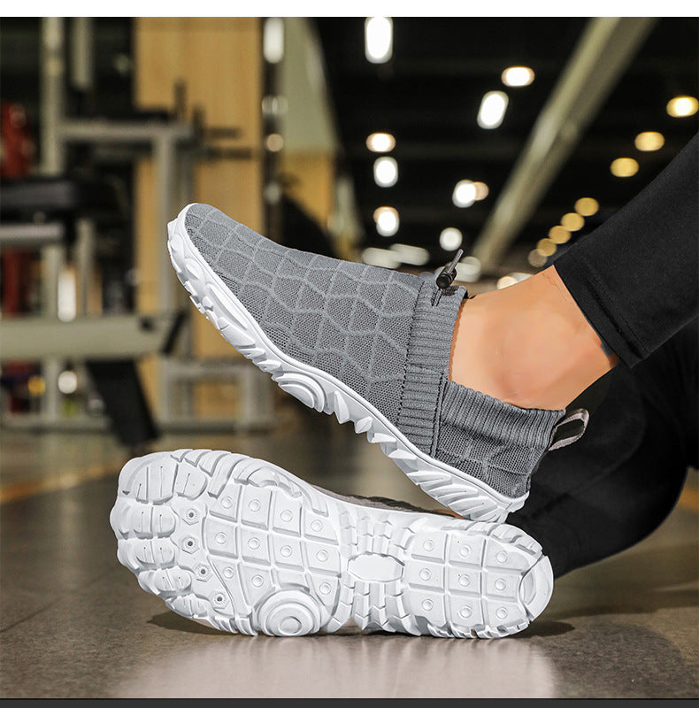 Outdoor Versatile Barefoot Breathable Sweat-Absorbent Fly-Knit Sports Shoes for Men and Women, Running Exercise, Daily Walking Fitness Wide-Toe Shoes