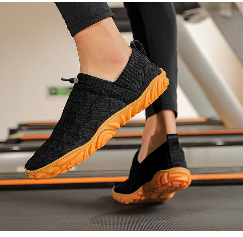 Outdoor Versatile Barefoot Breathable Sweat-Absorbent Fly-Knit Sports Shoes for Men and Women, Running Exercise, Daily Walking Fitness Wide-Toe Shoes