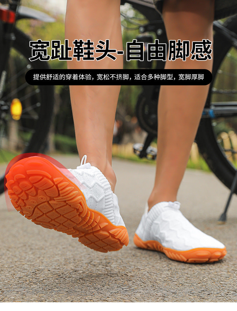 Outdoor Versatile Barefoot Breathable Sweat-Absorbent Fly-Knit Sports Shoes for Men and Women, Running Exercise, Daily Walking Fitness Wide-Toe Shoes